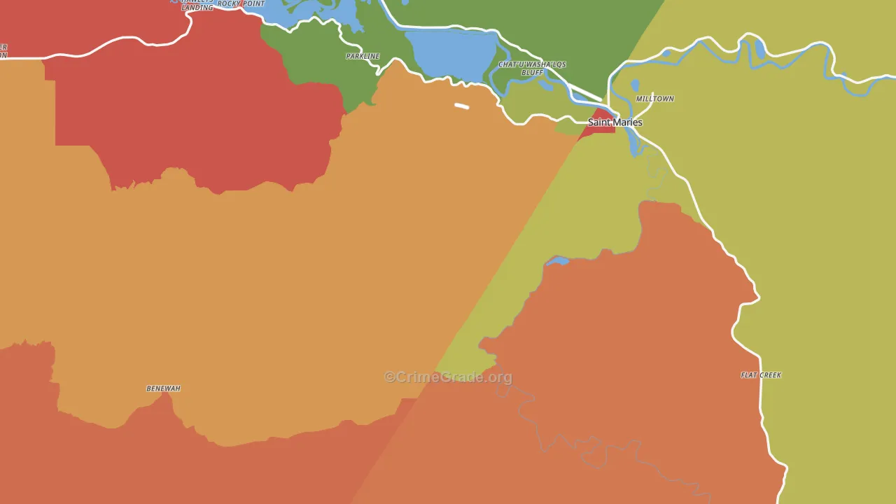 Benewah County, ID Map of Robbery Rates