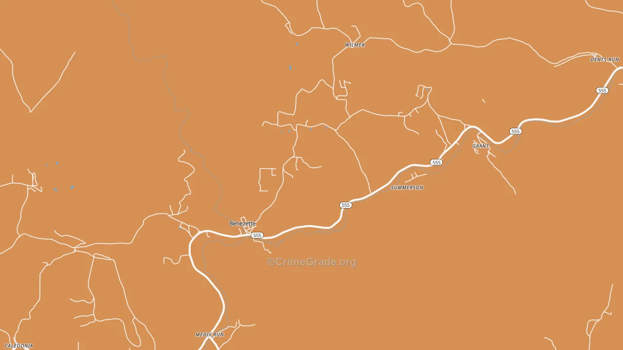 Benezett, PA Map of Robbery Rates