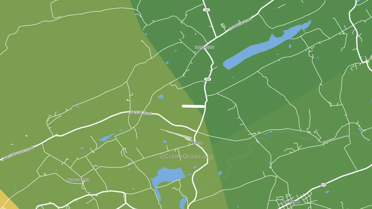 Benfer, PA Map of Robbery Rates