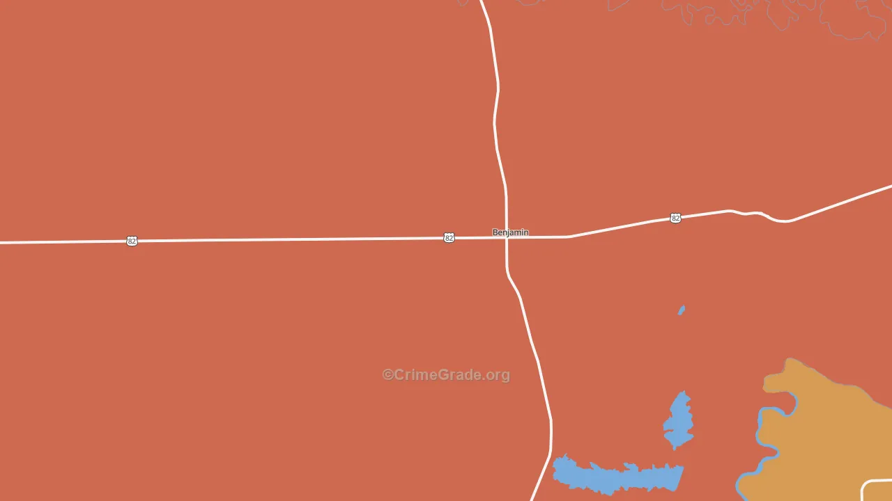 Benjamin, TX Map of Robbery Rates