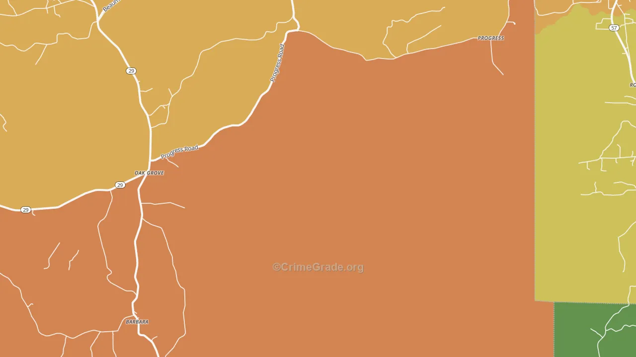 Benndale, MS Map of Robbery Rates