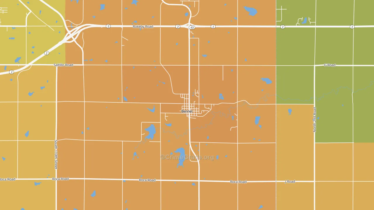 Bennet, NE Map of Robbery Rates