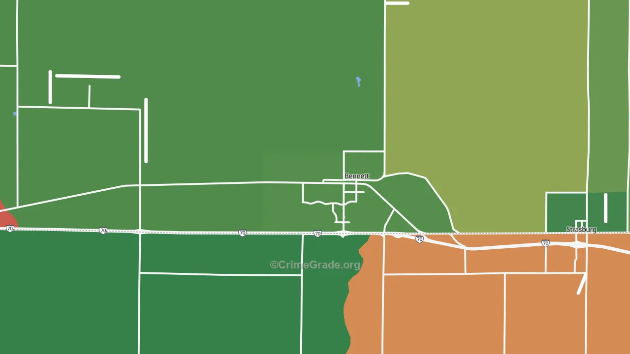 Bennett, CO Map of Robbery Rates