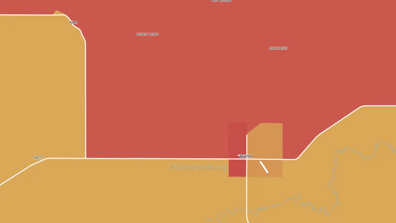 Bennett County, SD Map of Robbery Rates