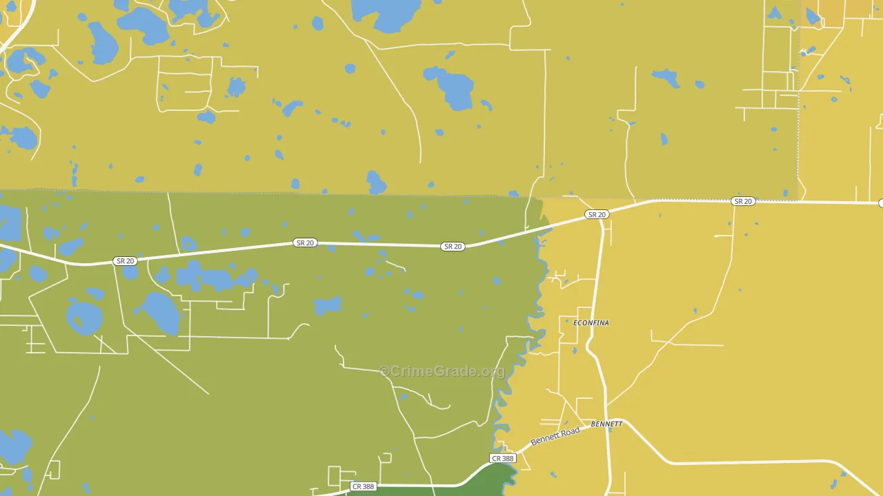 Bennett, FL Map of Robbery Rates