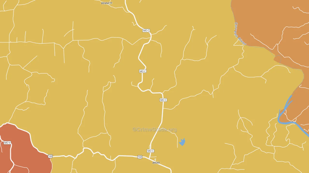 Bennett, MO Map of Robbery Rates