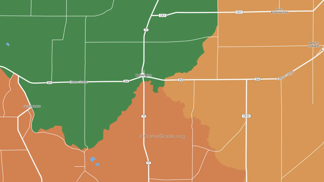 Bennington, NY Map of Robbery Rates