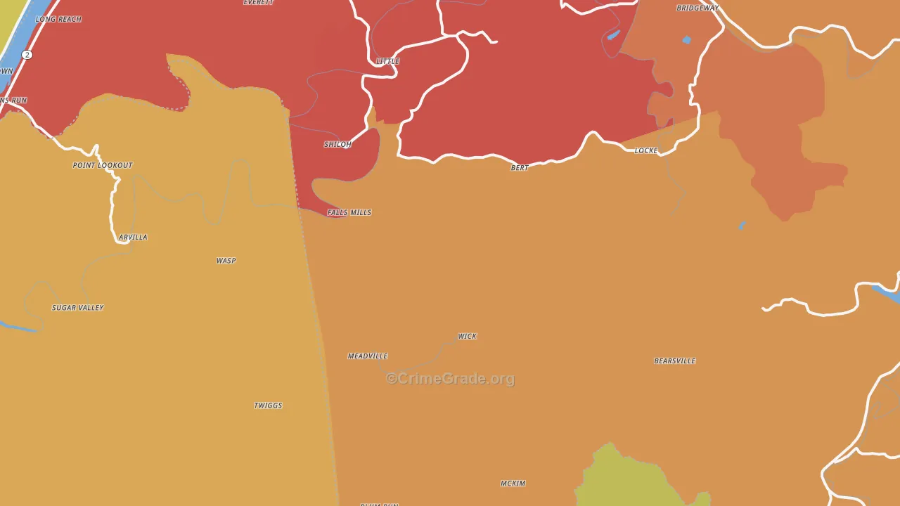 Bens Run, WV Map of Robbery Rates