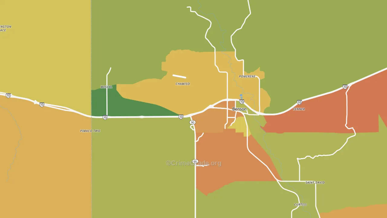 Benson, AZ Map of Robbery Rates