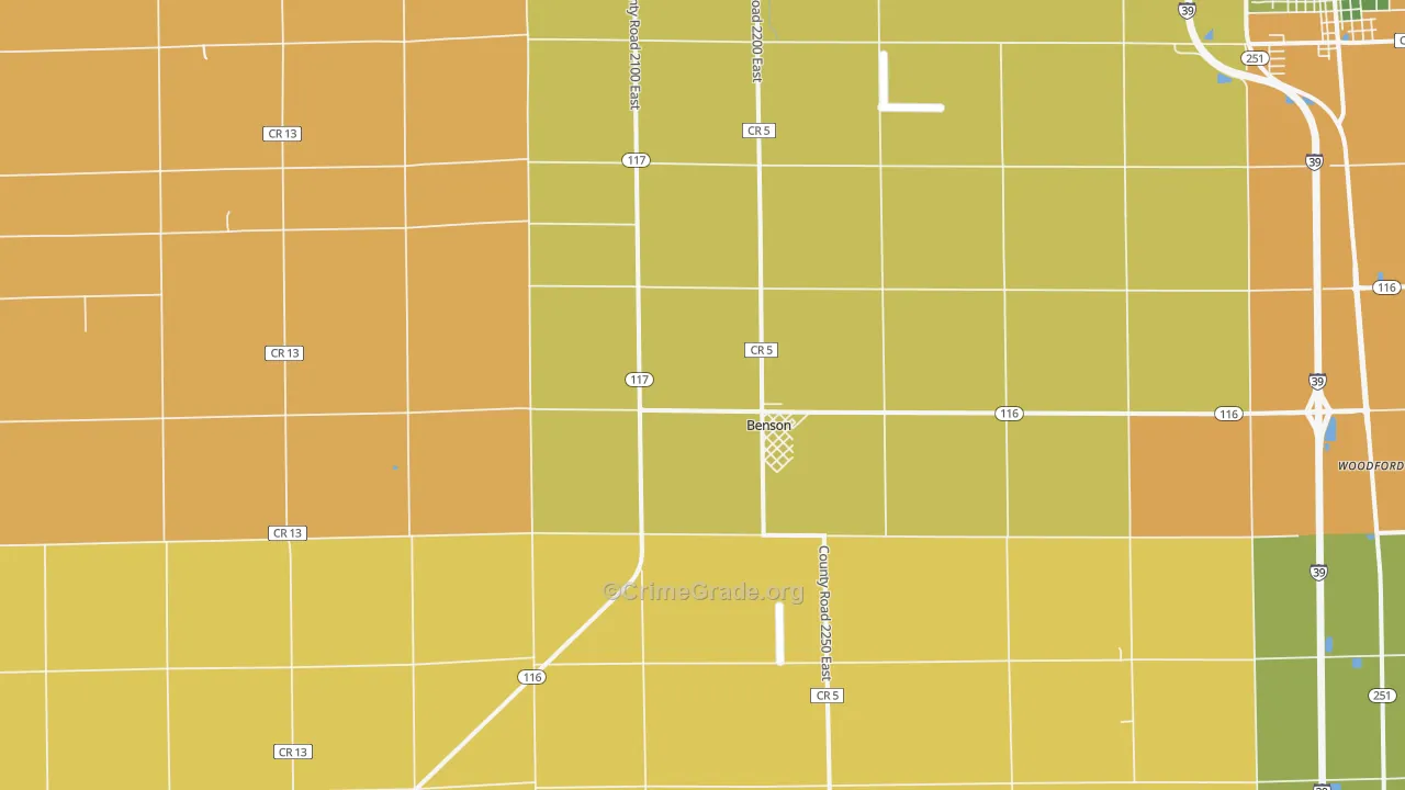 Benson, IL Map of Robbery Rates