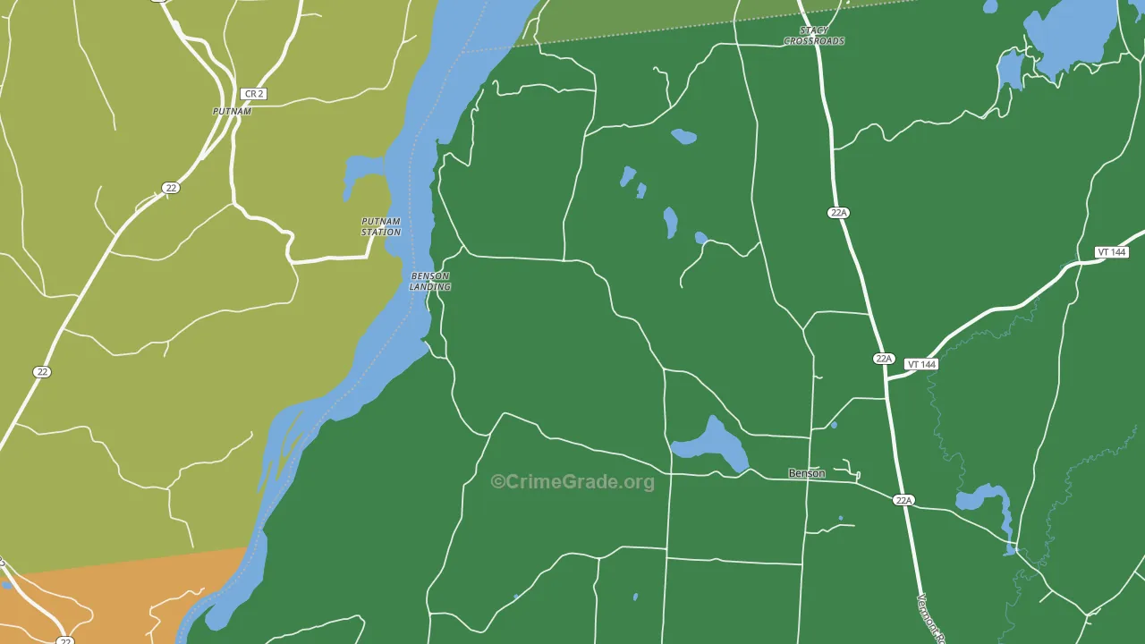 Benson Landing, VT Map of Robbery Rates