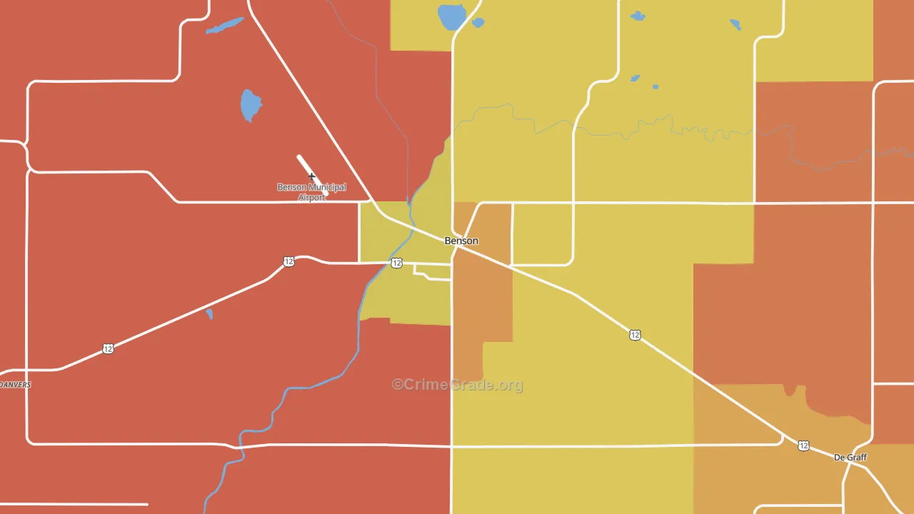 Benson, MN Map of Robbery Rates