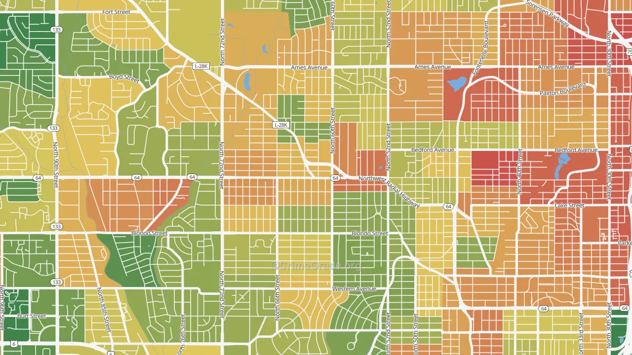 Benson, Omaha, NE Map of Robbery Rates