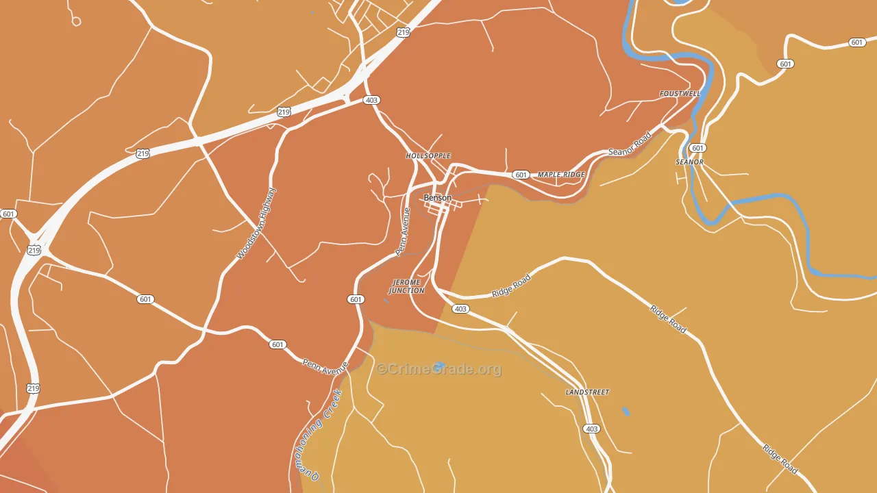 Benson, PA Map of Robbery Rates