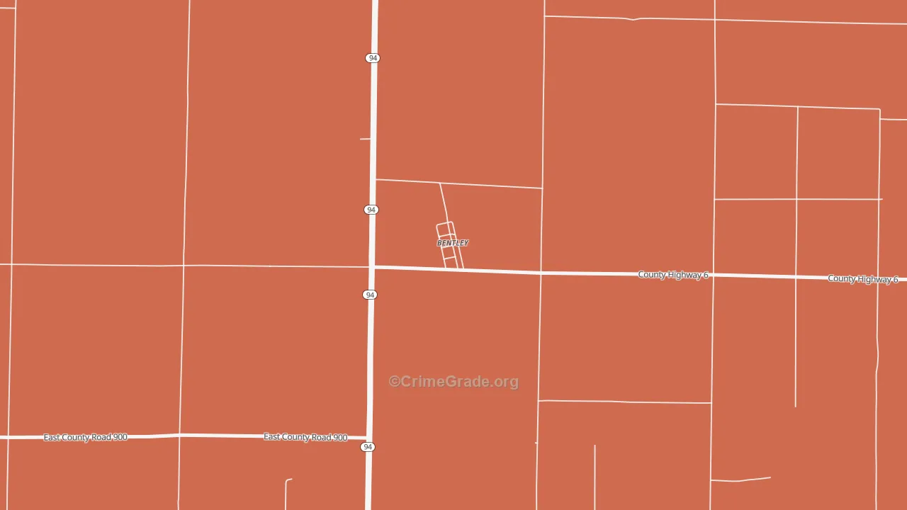 Bentley, IL Map of Robbery Rates