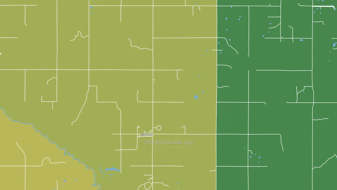 Bentley, OK Map of Robbery Rates