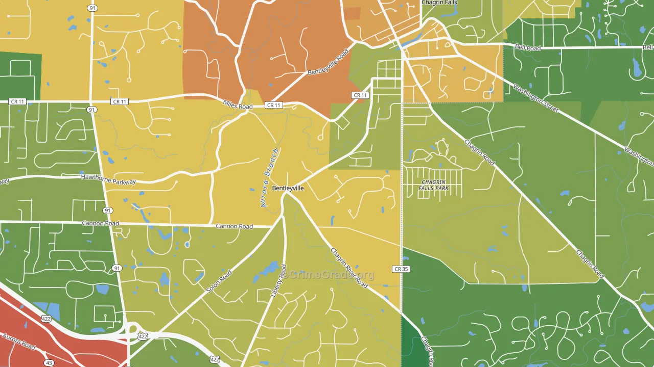Bentleyville, OH Map of Robbery Rates