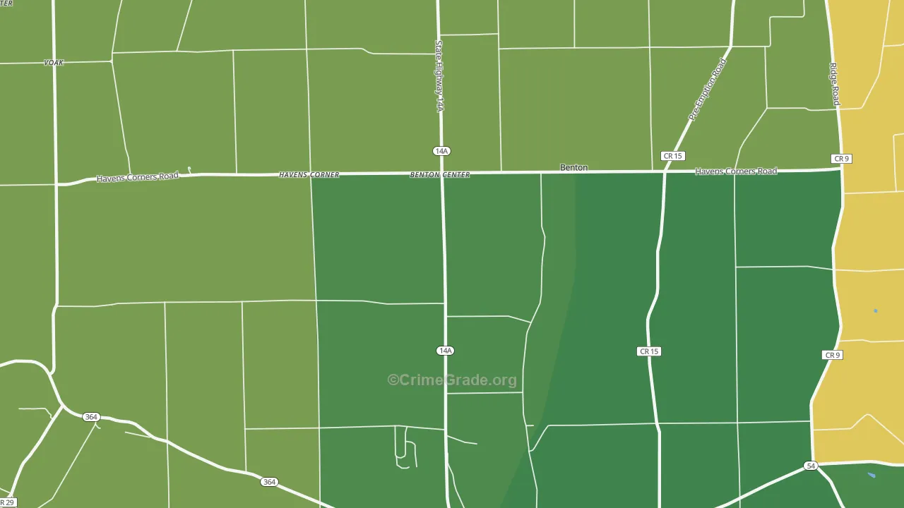Benton Center, NY Map of Robbery Rates
