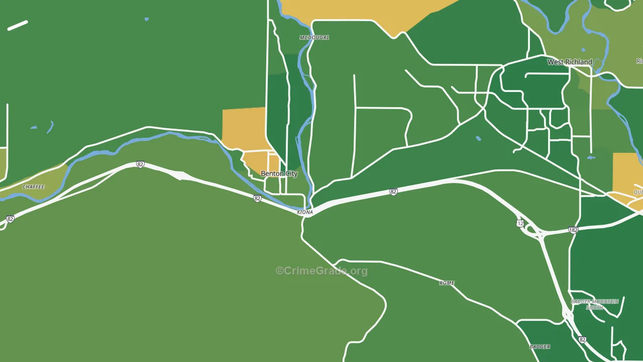 Benton City, WA Map of Robbery Rates