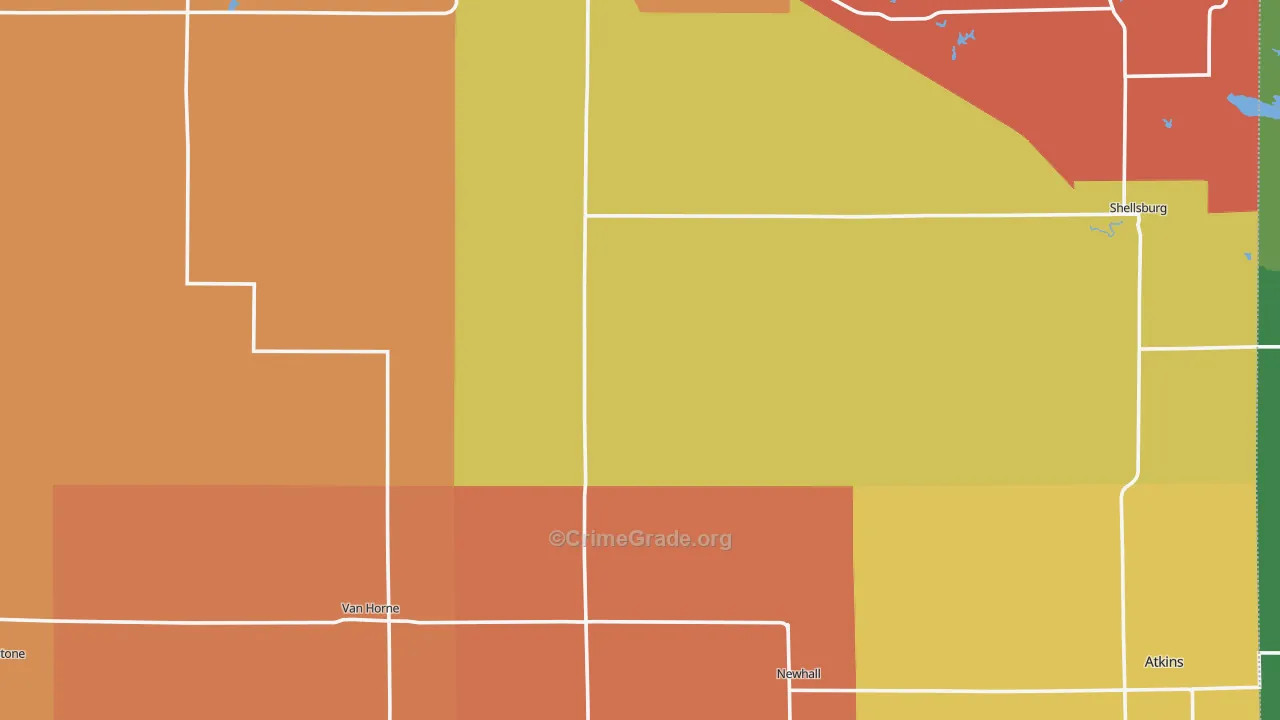 Benton County, IA Map of Robbery Rates
