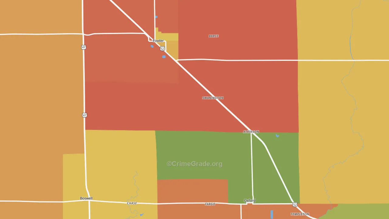 Benton County, IN Map of Robbery Rates