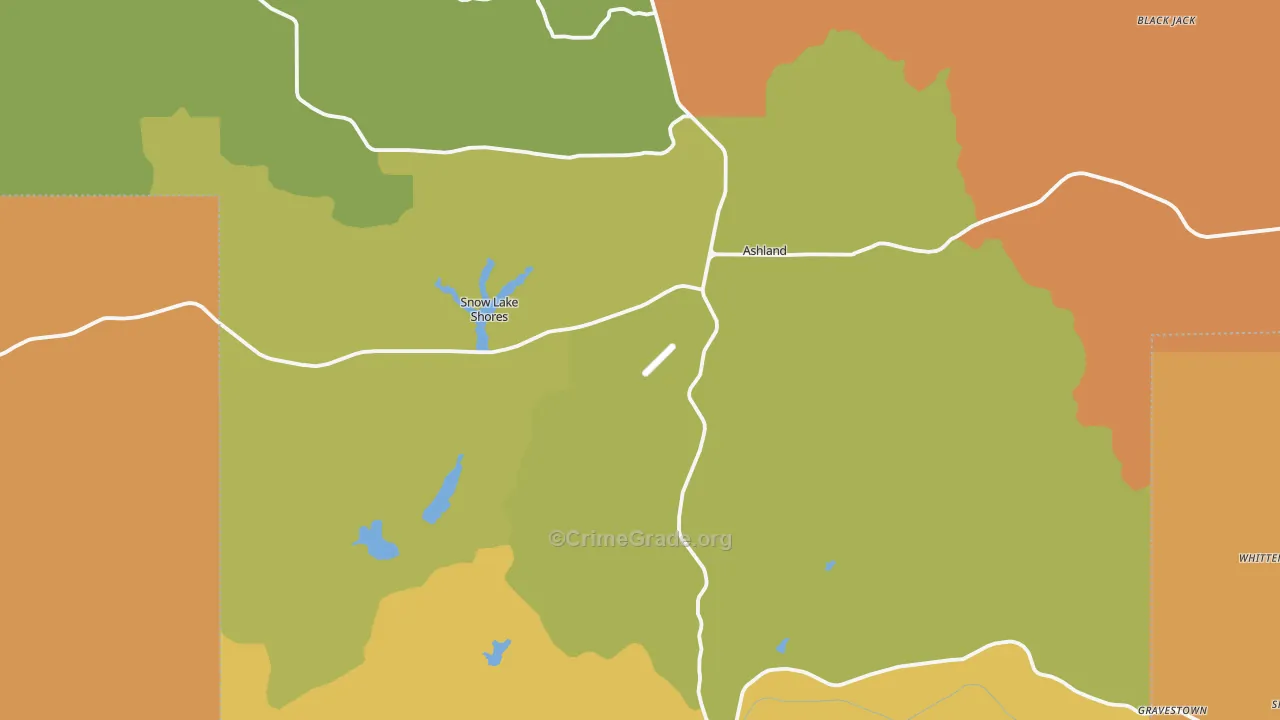 Benton County, MS Map of Robbery Rates