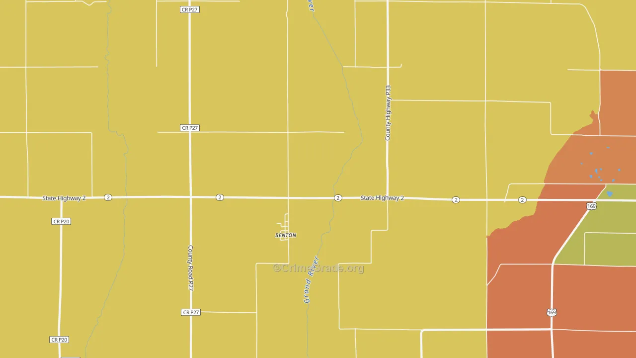 Benton, IA Map of Robbery Rates