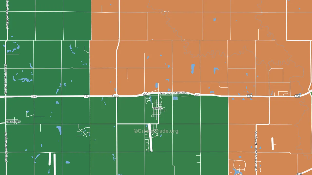 Benton, KS Map of Robbery Rates