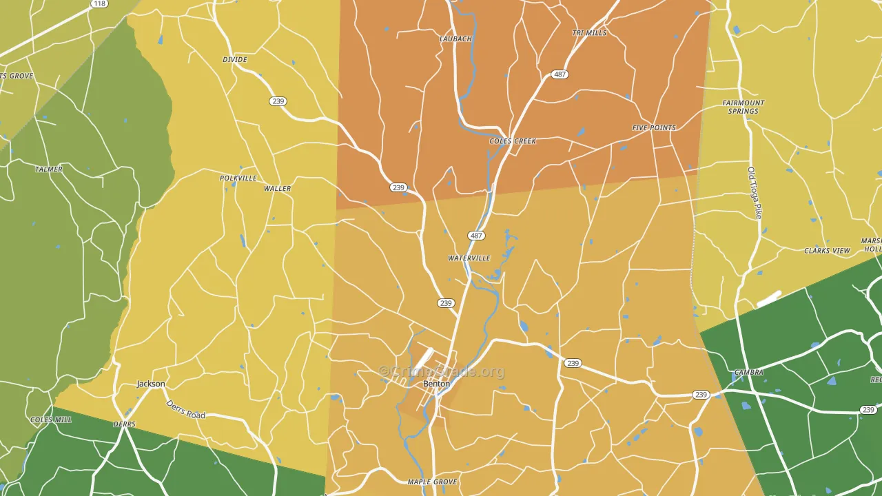 Benton, PA Map of Robbery Rates