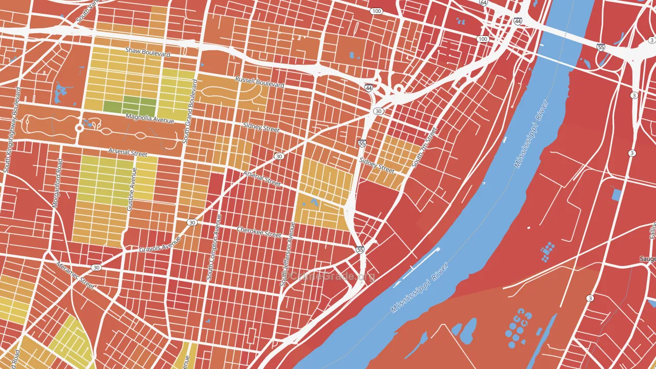 Benton Park, St. Louis, MO Map of Robbery Rates