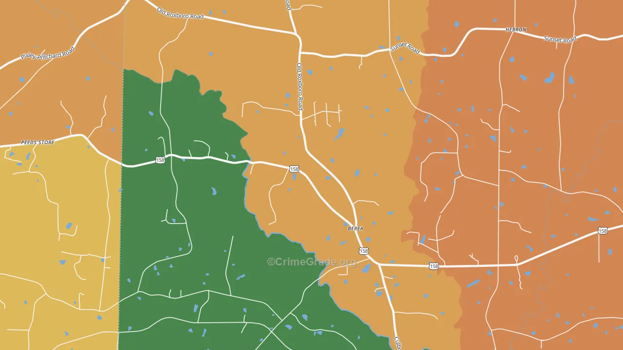 Berea, NC Map of Robbery Rates
