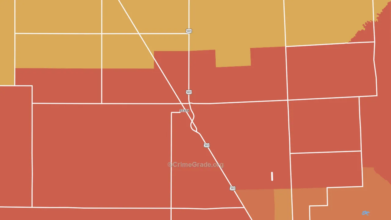 Berea, NE Map of Robbery Rates