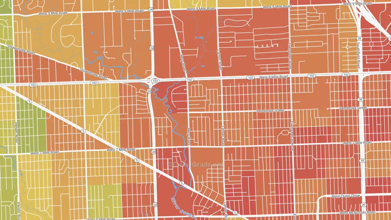 Berg-Lasher, Detroit, MI Map of Robbery Rates