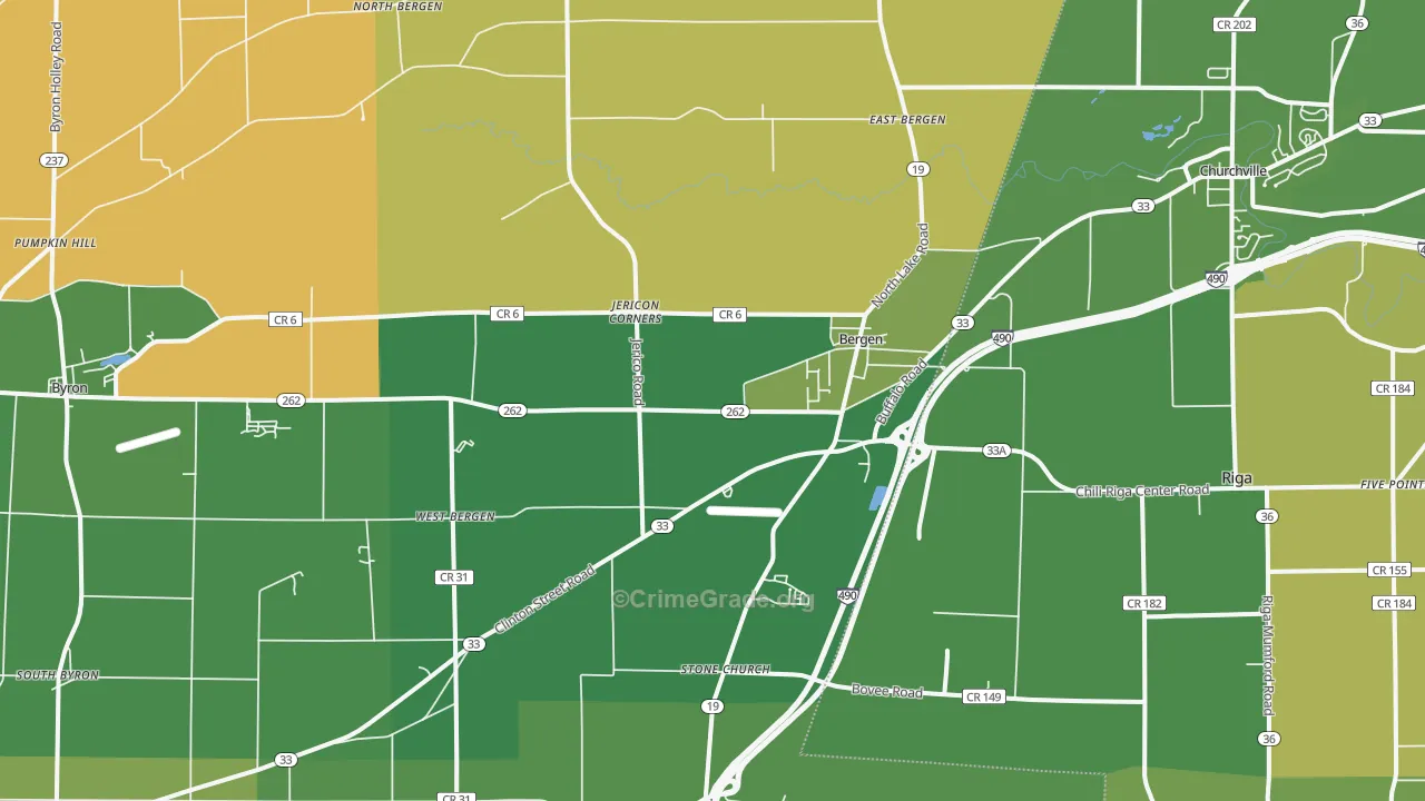 Bergen, NY Map of Robbery Rates