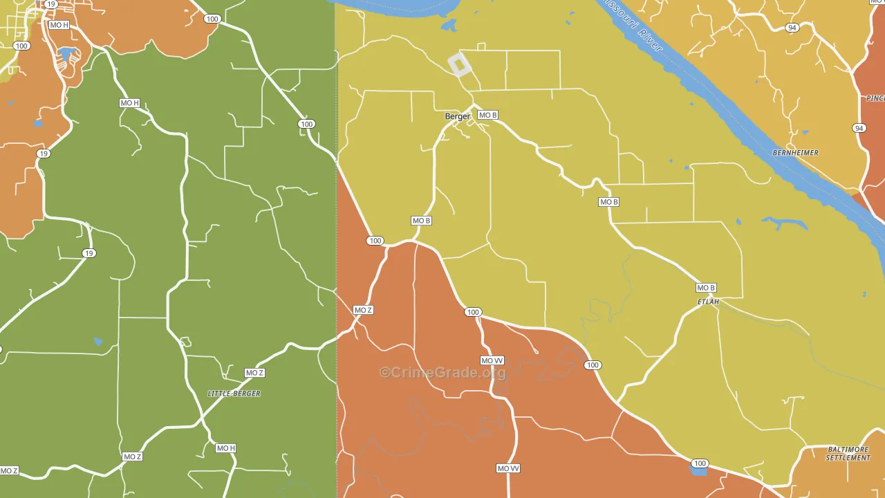 Berger, MO Map of Robbery Rates