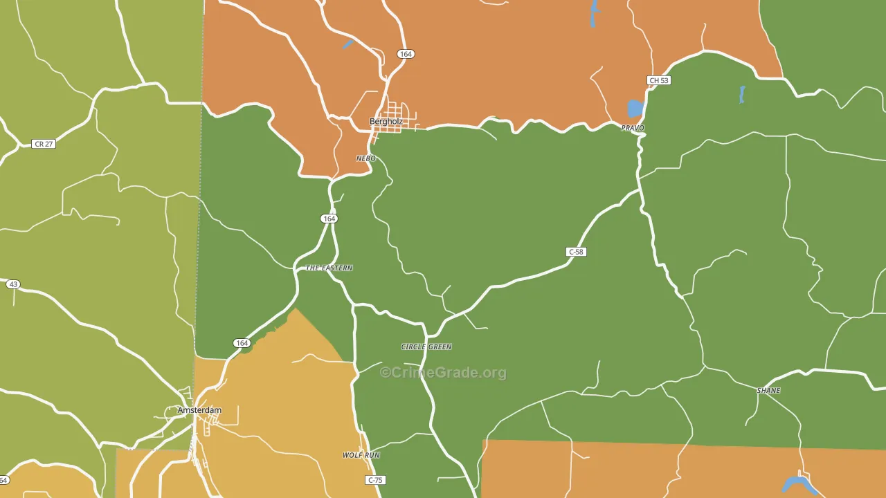 Bergholz, OH Map of Robbery Rates