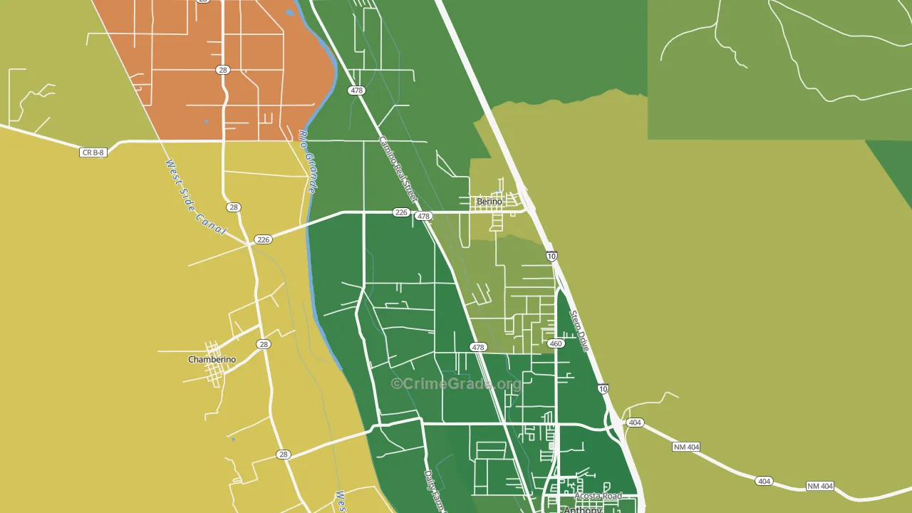 Berino, NM Map of Robbery Rates