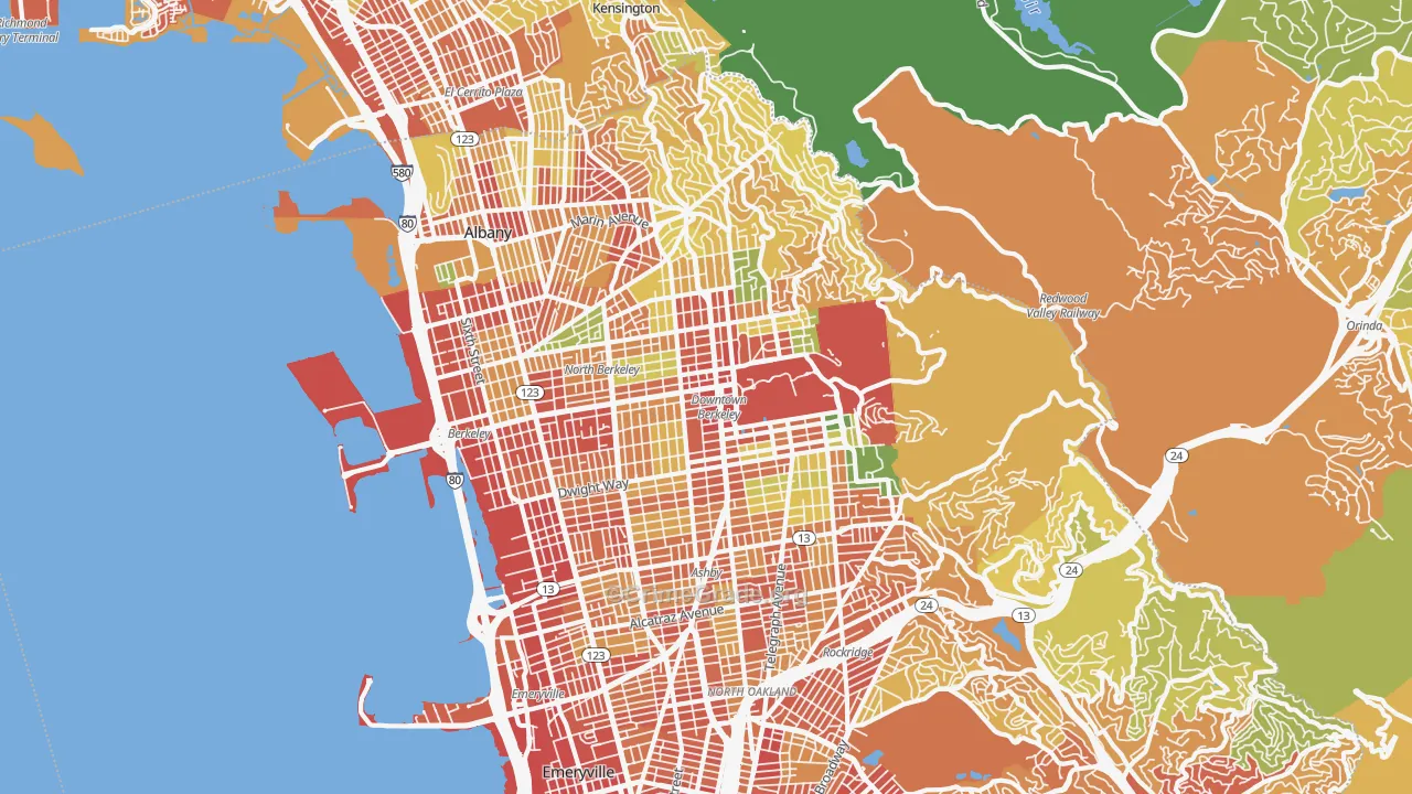 Berkeley, CA Map of Robbery Rates