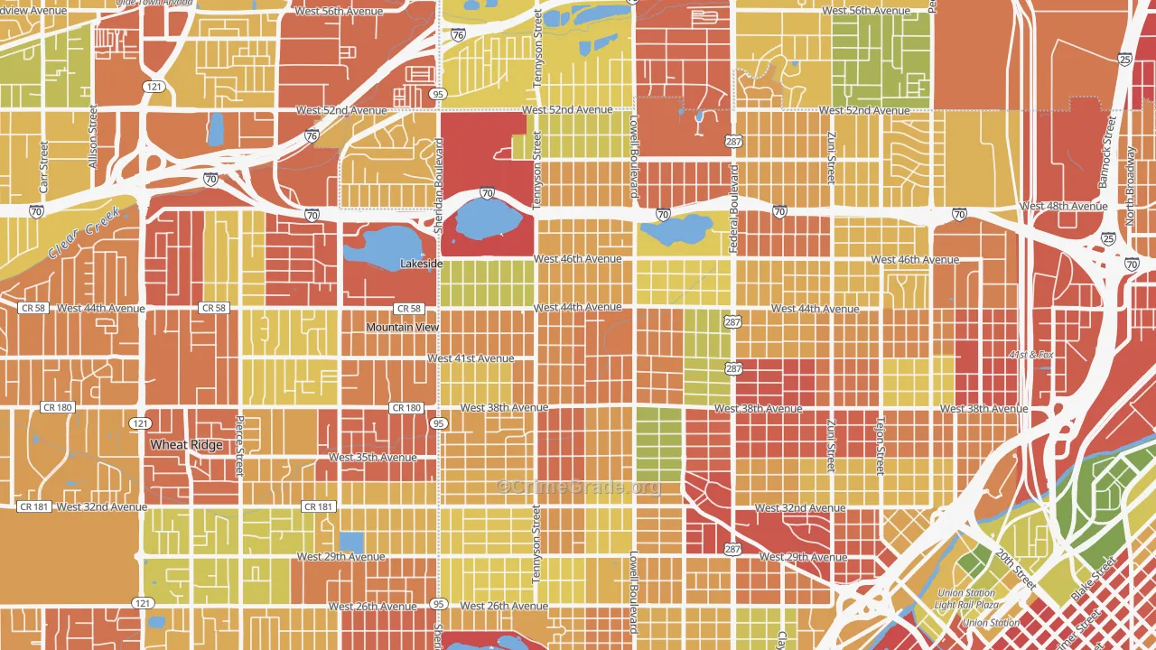 Berkeley, Denver, CO Map of Robbery Rates