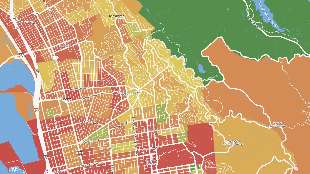 Berkeley Hills, Berkeley, CA Map of Robbery Rates