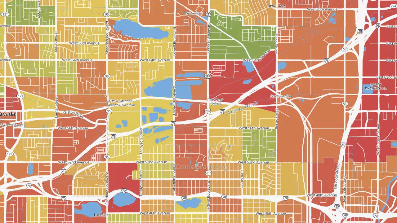 Berkley, CO Map of Robbery Rates