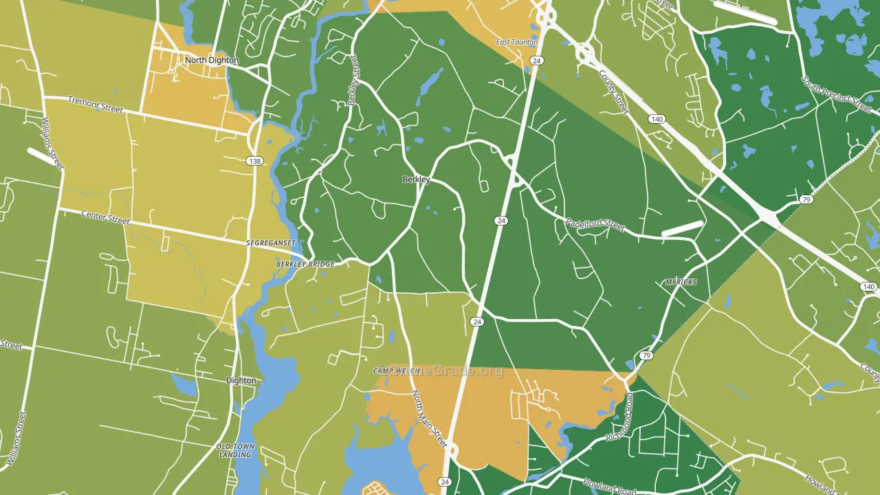 Berkley, MA Map of Robbery Rates