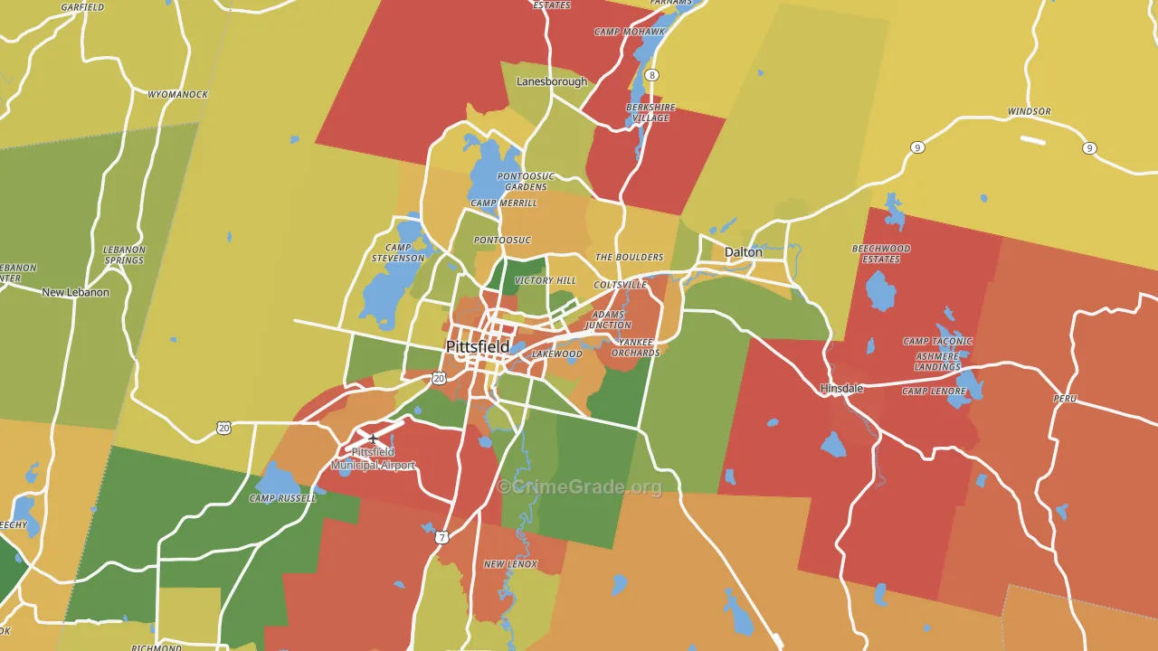 Berkshire County, MA Map of Robbery Rates
