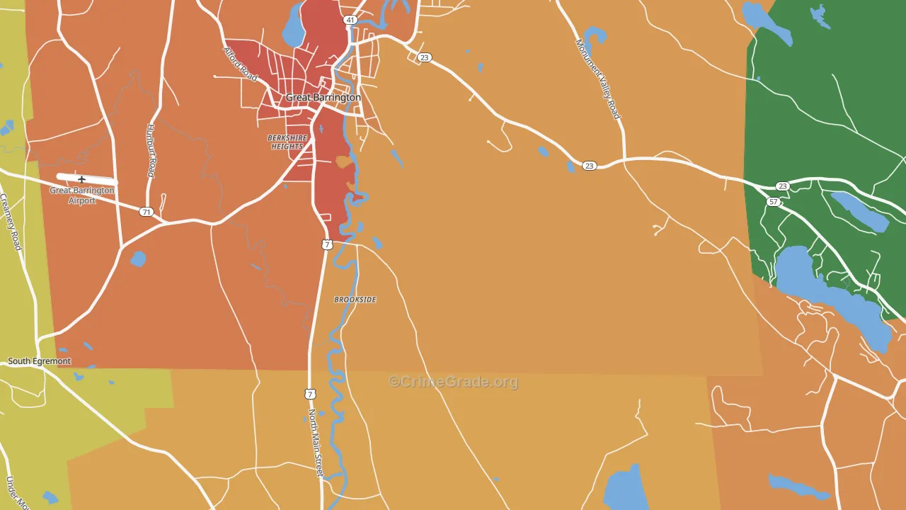 Berkshire Heights, MA Map of Robbery Rates