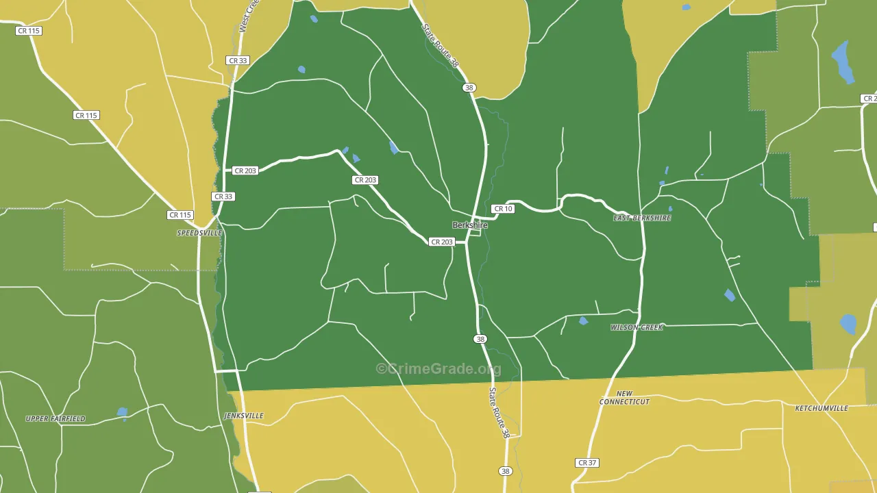 Berkshire, NY Map of Robbery Rates