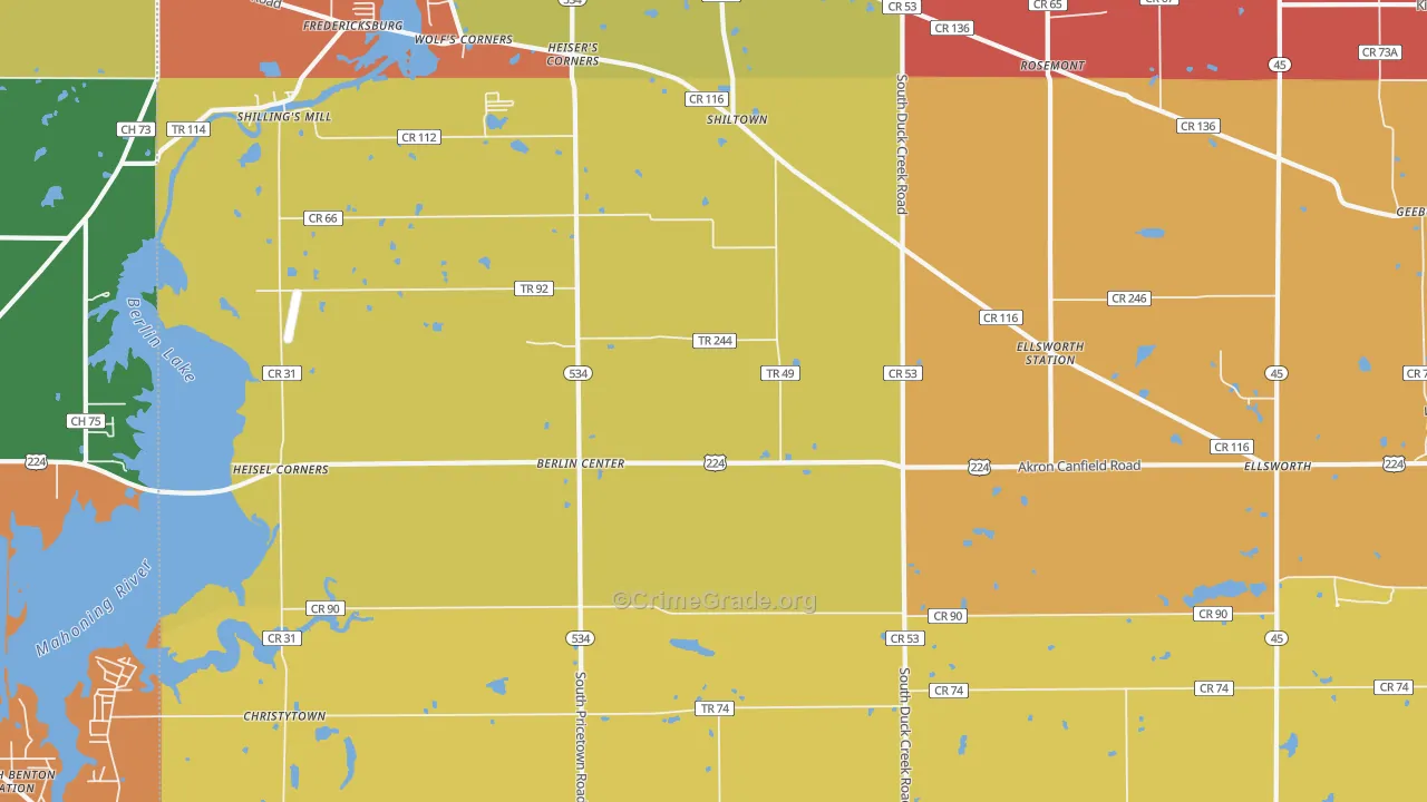 Berlin Center, OH Map of Robbery Rates