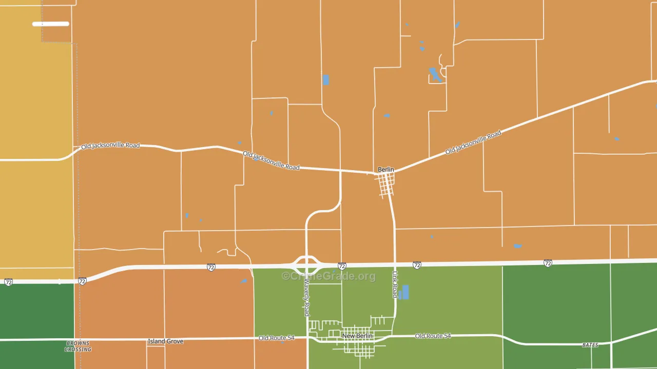 Berlin, IL Map of Robbery Rates