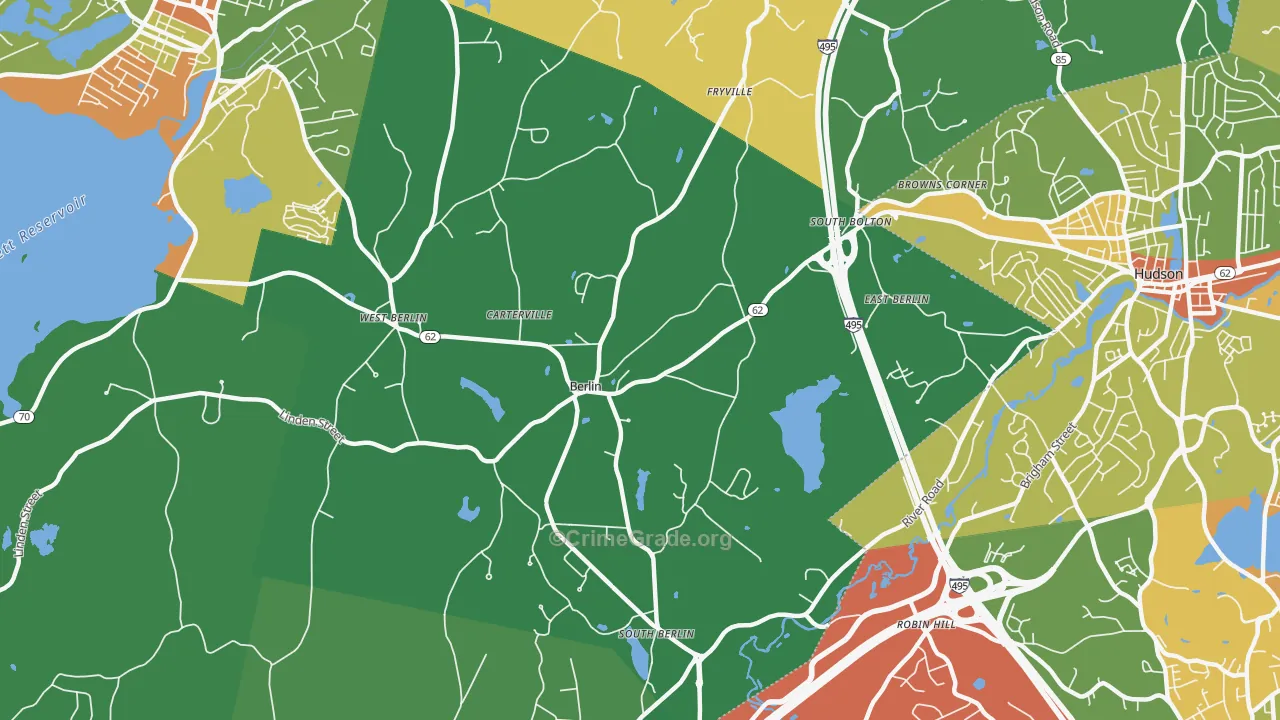 Berlin, MA Map of Robbery Rates