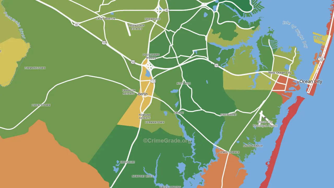 Berlin, MD Map of Robbery Rates