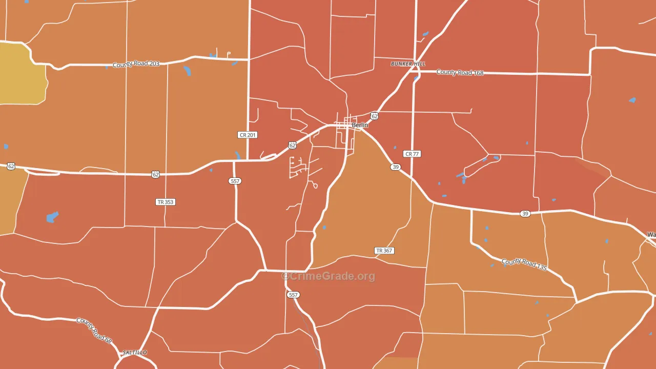 Berlin, OH Map of Robbery Rates